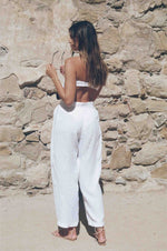 Juliet Trousers - White Linen Trousers with Tie - MERRITT CHARLES