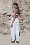 Juliet Trousers - White Linen Trousers with Tie - MERRITT CHARLES